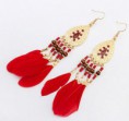 Pendientes Esmaltados Plumas Largas - Rojo